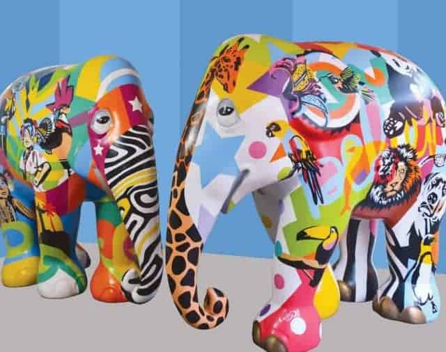 Elefantes da Elephant Parade com arte de Lobo em São Paulo